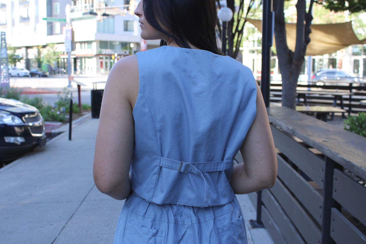 Blue Haze Button Vest Top