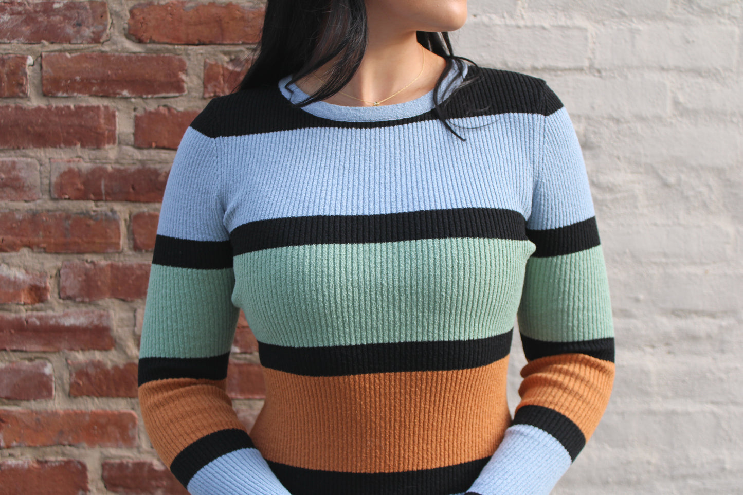 Multi-Color Striped Sweater Midi Dress