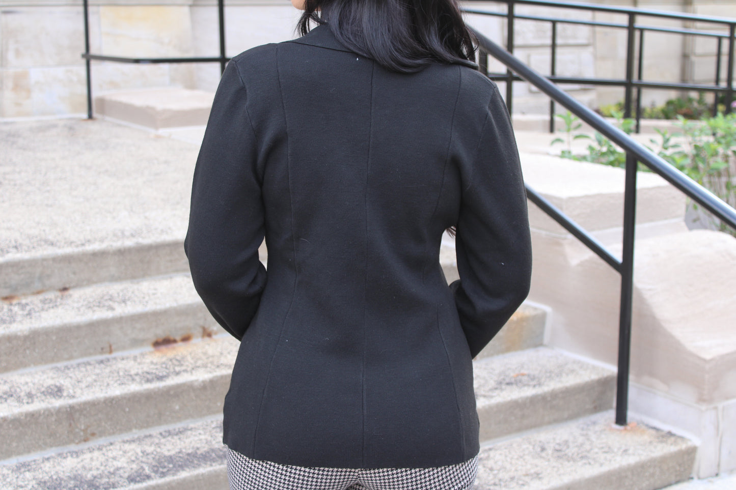 Black Knit Longline Blazer