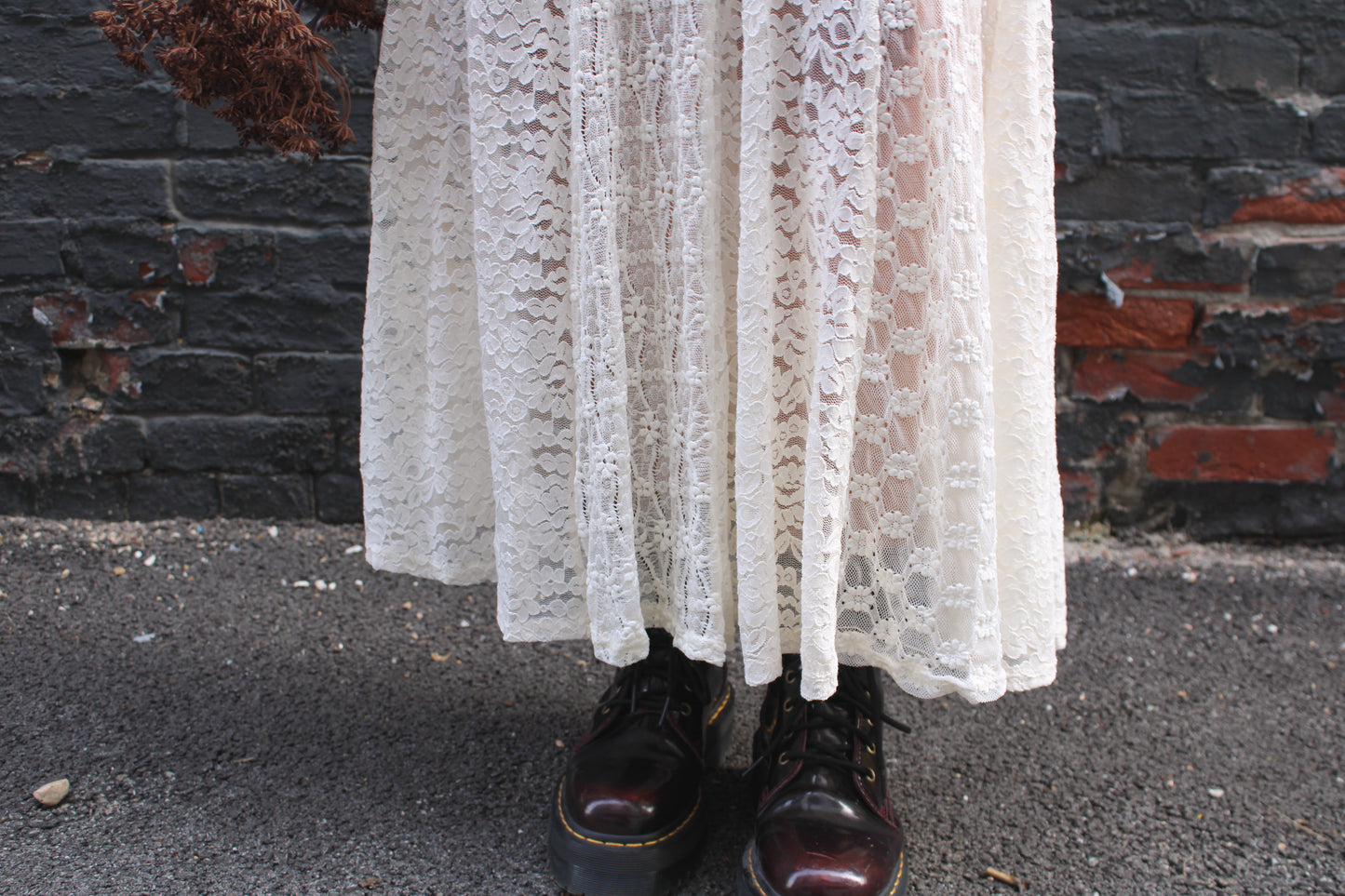 Ivory Lace Woven Maxi Dress