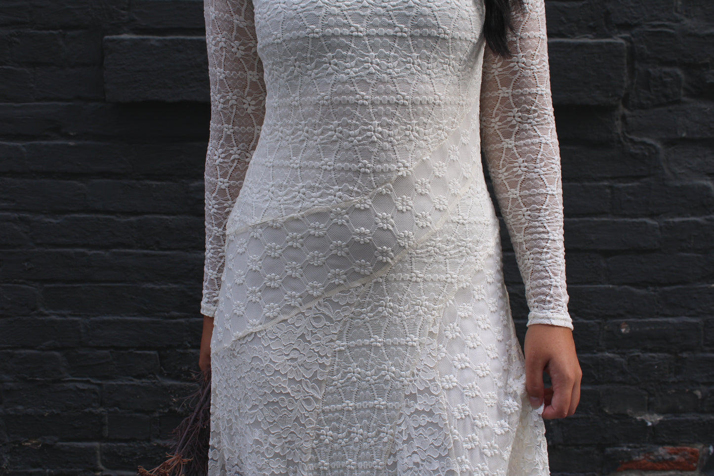 Ivory Lace Woven Maxi Dress