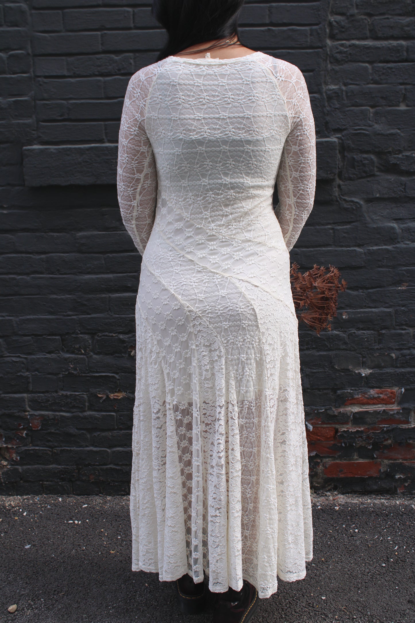 Ivory Lace Woven Maxi Dress