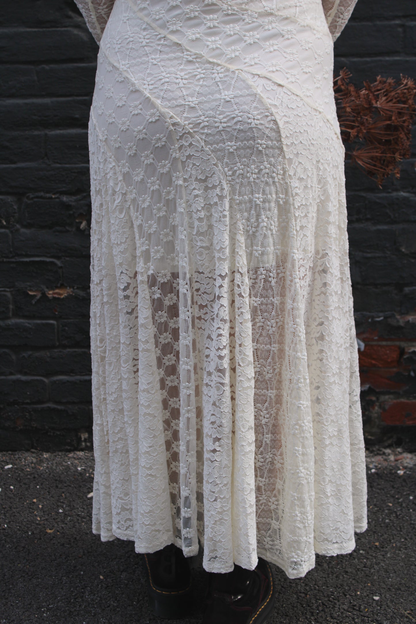 Ivory Lace Woven Maxi Dress