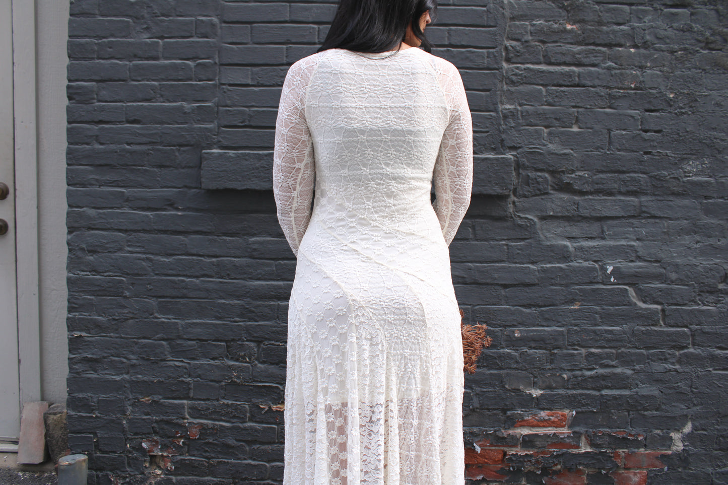 Ivory Lace Woven Maxi Dress